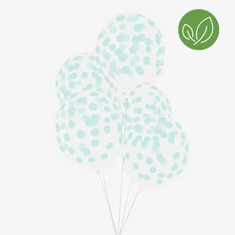 Plastfrie ballonger, 5 stk Aqua Confetti / My Little Day