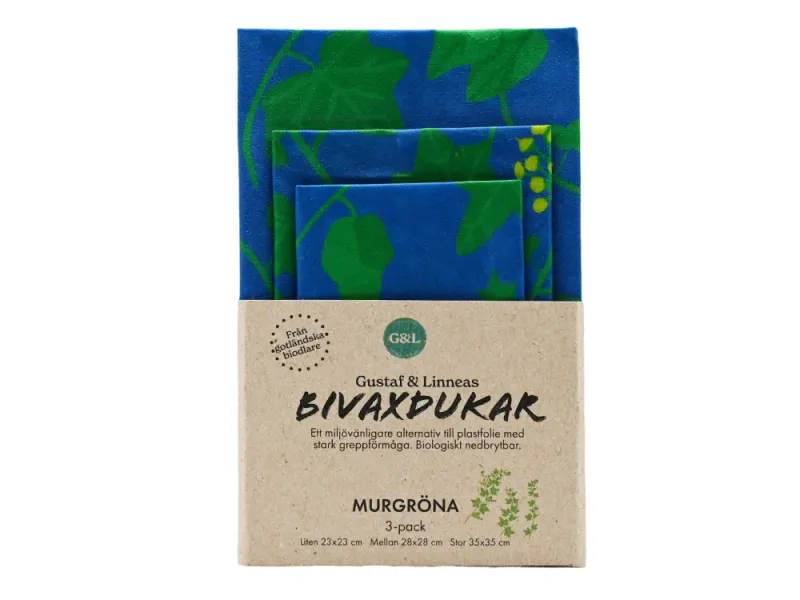 3pk økologisk bivoksark - Eføy  / Gustaf & Linneas