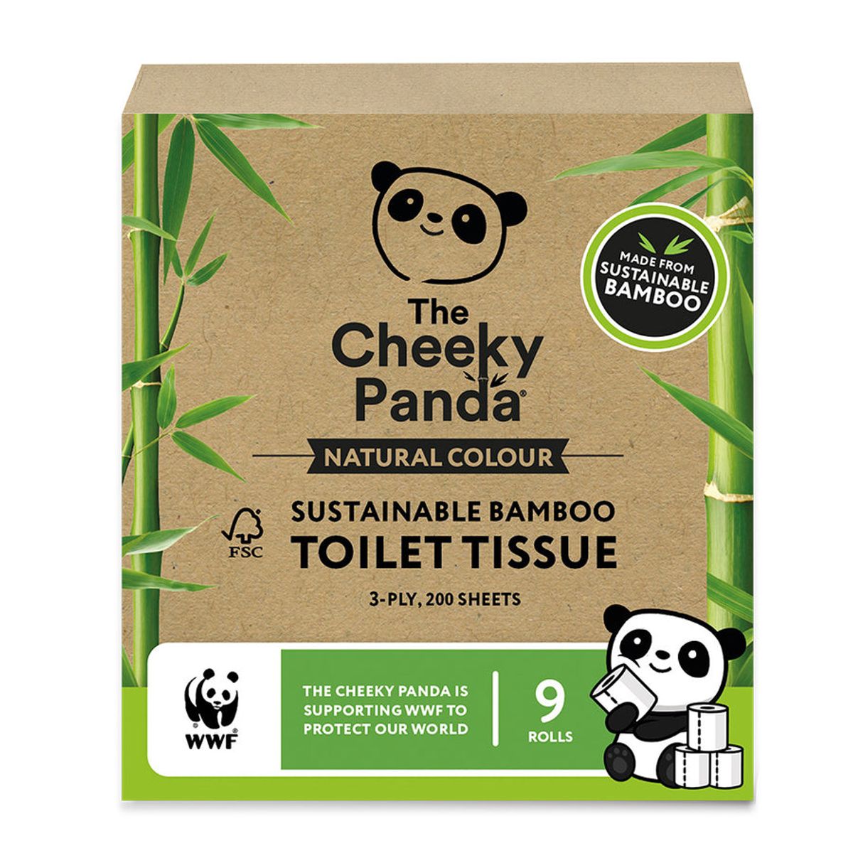 9 ruller toalettpapir i bambus - NATURAL COLOUR / The Cheeky Panda