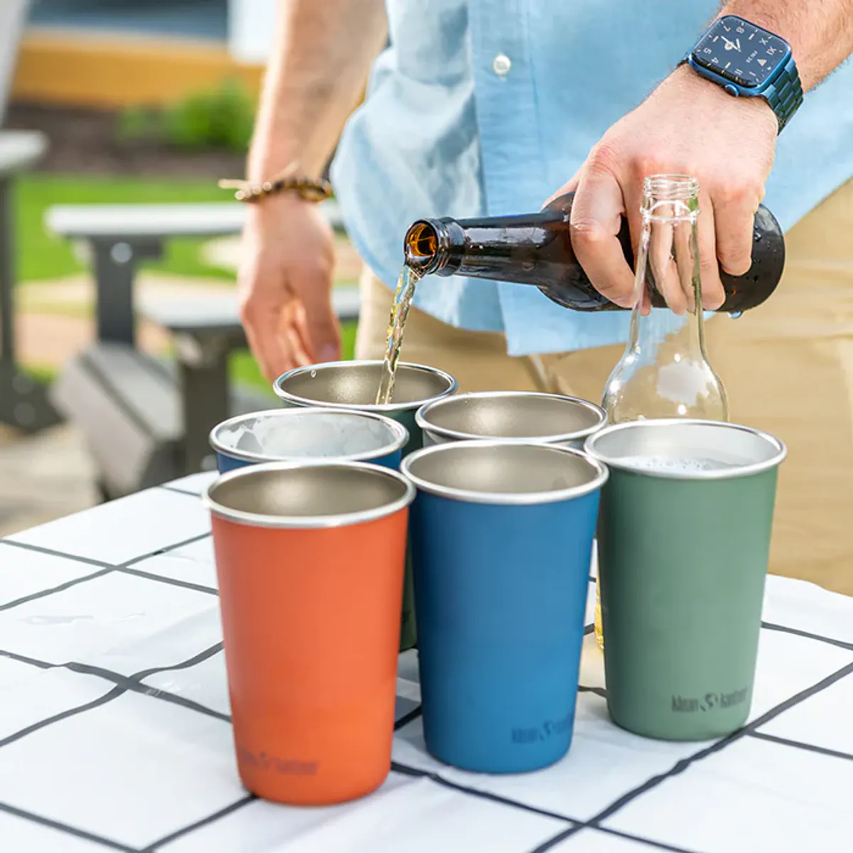 4 stk stålkopper, Brushed Stainless 473 ml / Klean Kanteen