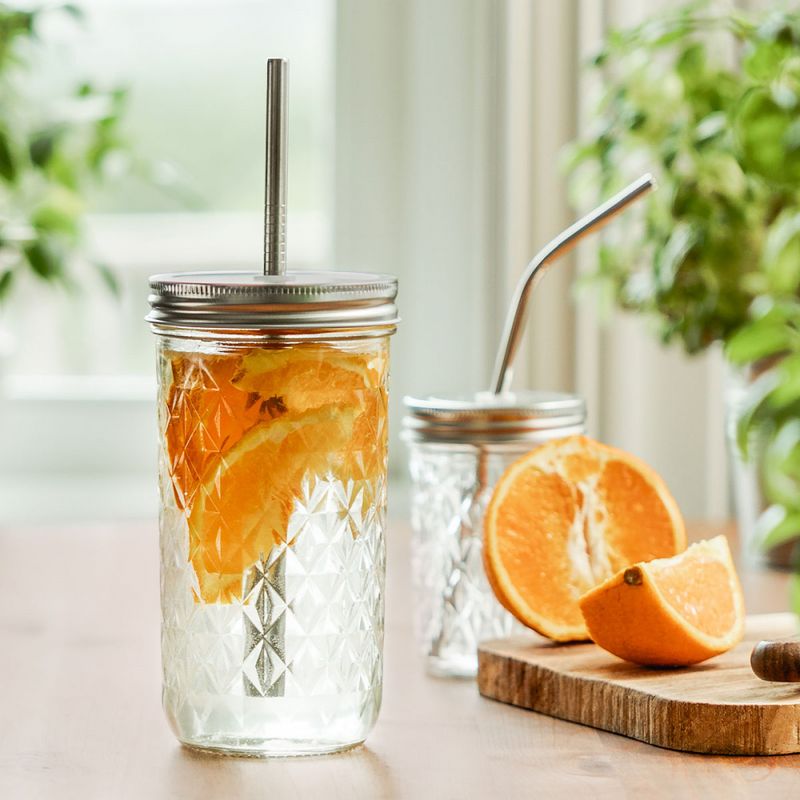 6 dl Smoothieglass med lokk og sugerør / BeeOrganic