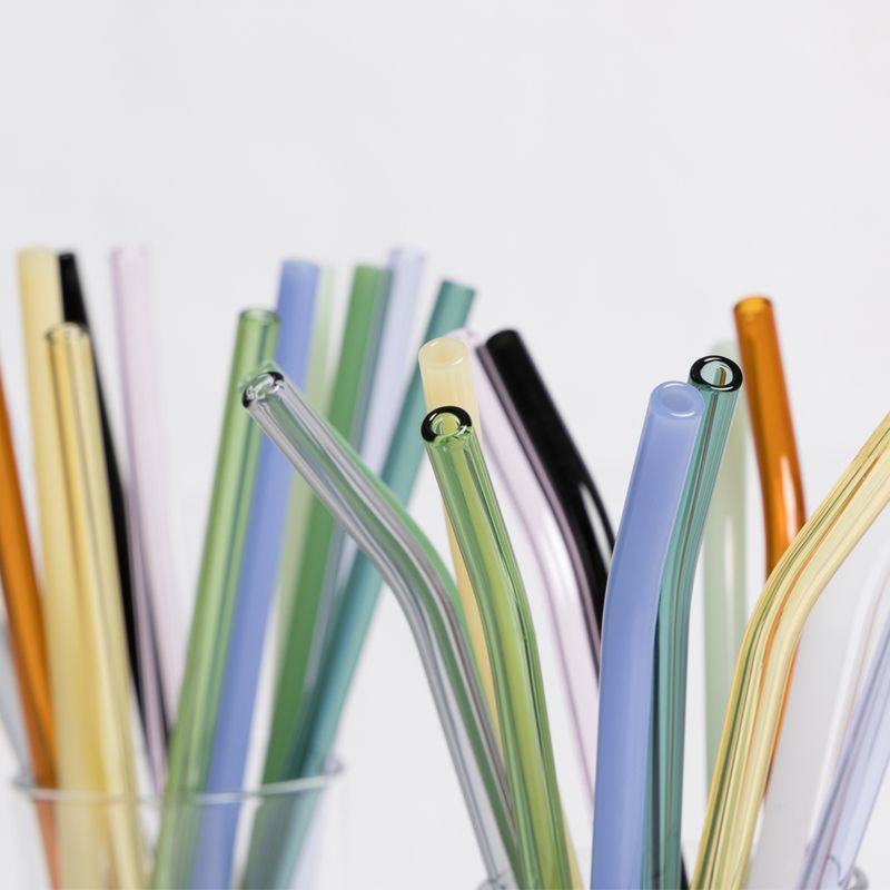 Rett sugerør i glass, Rose Quartz 23cm / Peach