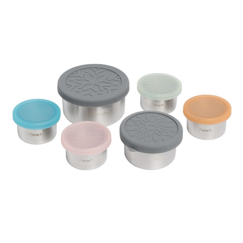 50 ml stålboks med tett silikonlokk, Grønn / Peach