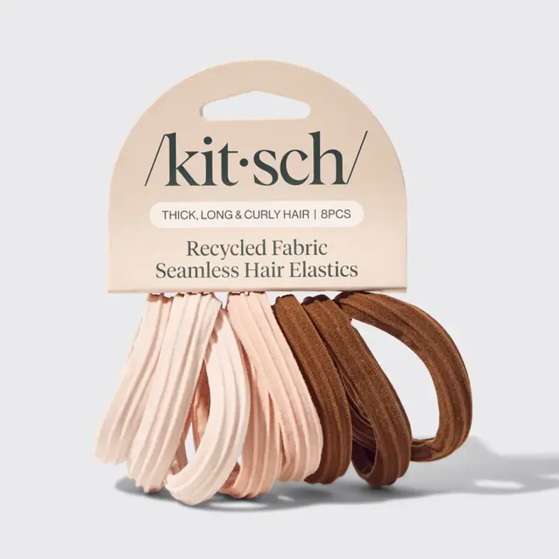 8pk Recycled Seamless Hair Elastics, Rosewood / Kitsch