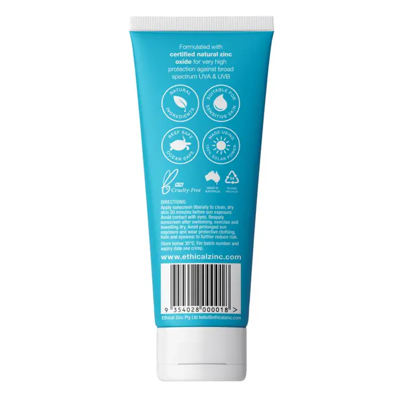 Solkrem SPF50+ Natural Clear Zinc 100g /  Ethical Zinc