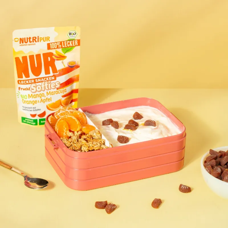 Økologiske Fruit Softies, Mango, pasjonsfrukt, appelsin og eple 35g / NutriPur