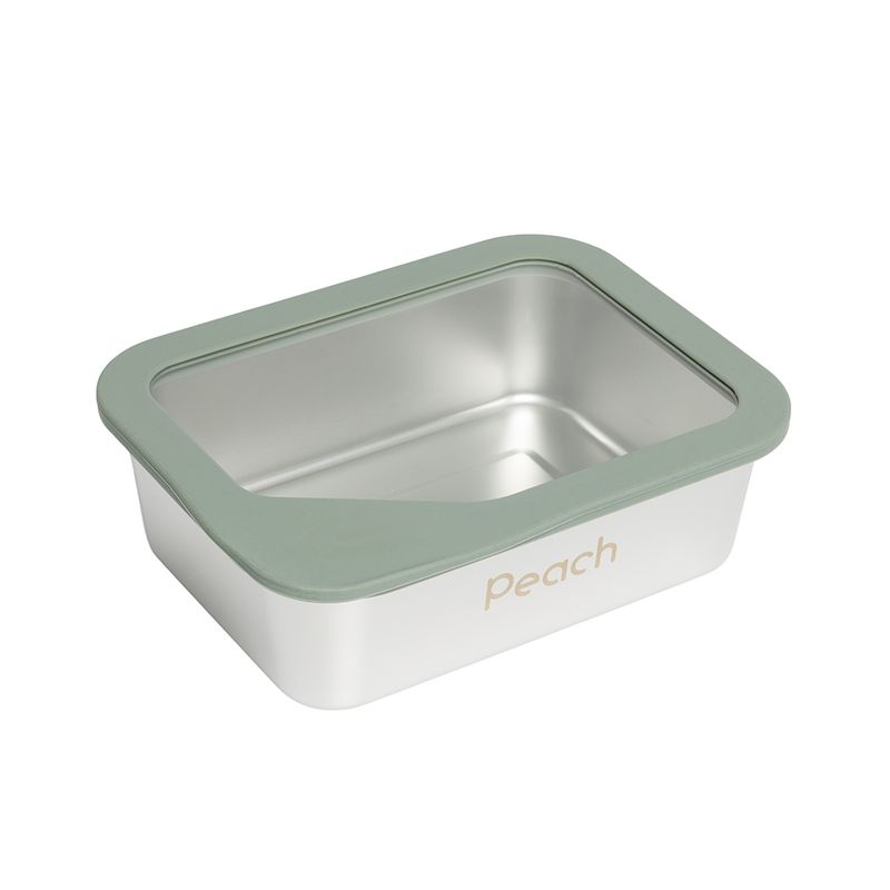3pk plastfri stålboks med glasslokk - 650ml, 1200ml, 2200ml / Peach