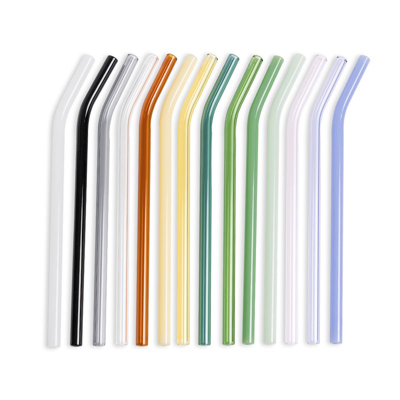 Bøyd sugerør i glass, Golden 20cm / Peach