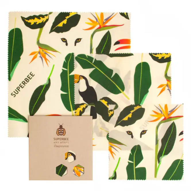 Hovedbilde 3 pc Beeswax Food Wraps Beeginner, Jungle / SuperBee