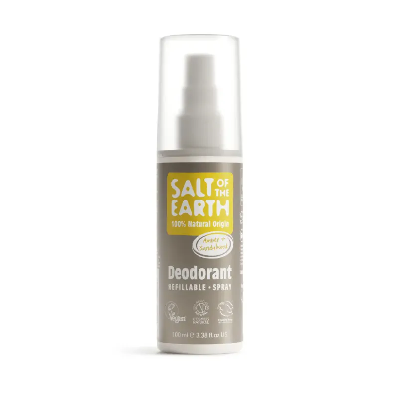 Amber & Sandalwood - Natural Deodorant Spray 100ml / Salt of the Earth 