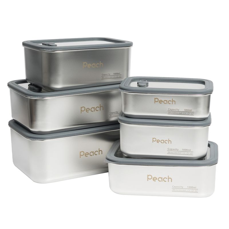 Stålboks med glasslokk 1300ml / Peach