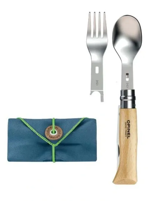 Hovedbilde Turbestikk i stål - kniv, skje og gaffel / Opinel