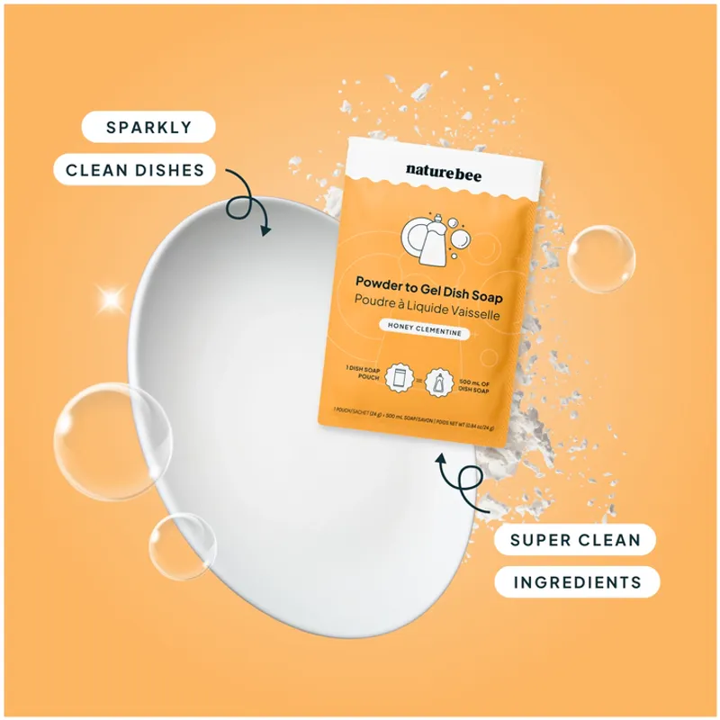 Refill Dish Soap - Powder To Gel , Honey Clementine / Nature Bee