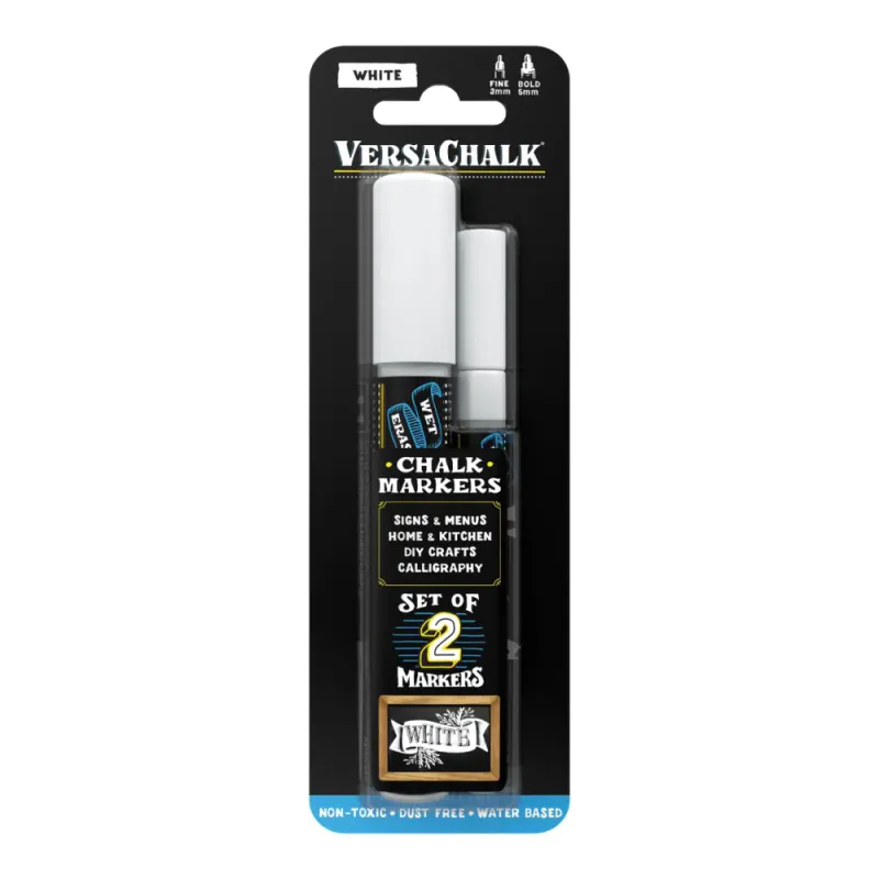 2pk krittpenn 3mm & 5mm, Hvit / VersaChalk