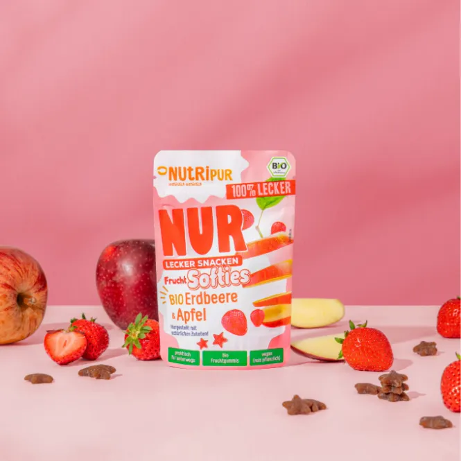 Hovedbilde Økologiske Fruit Softies, Jordbær & Eple 35g / NutriPur