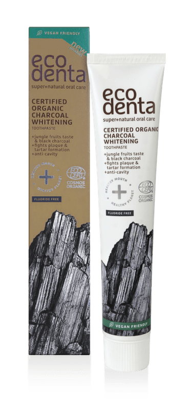 Organic Whitening Toothpaste Charcoal, fluorfri / ecodenta