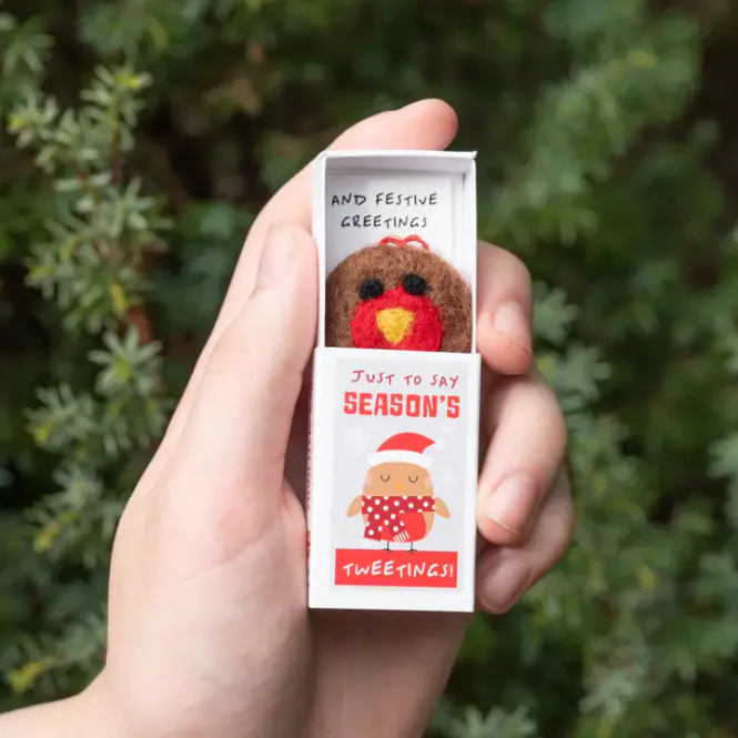 Hovedbilde Christmas Tweetings Wool Felt Robin in A Matchbox / Marvling