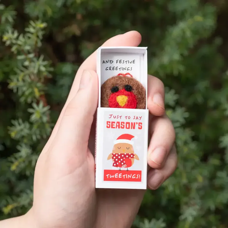 Christmas Tweetings Wool Felt Robin in A Matchbox / Marvling