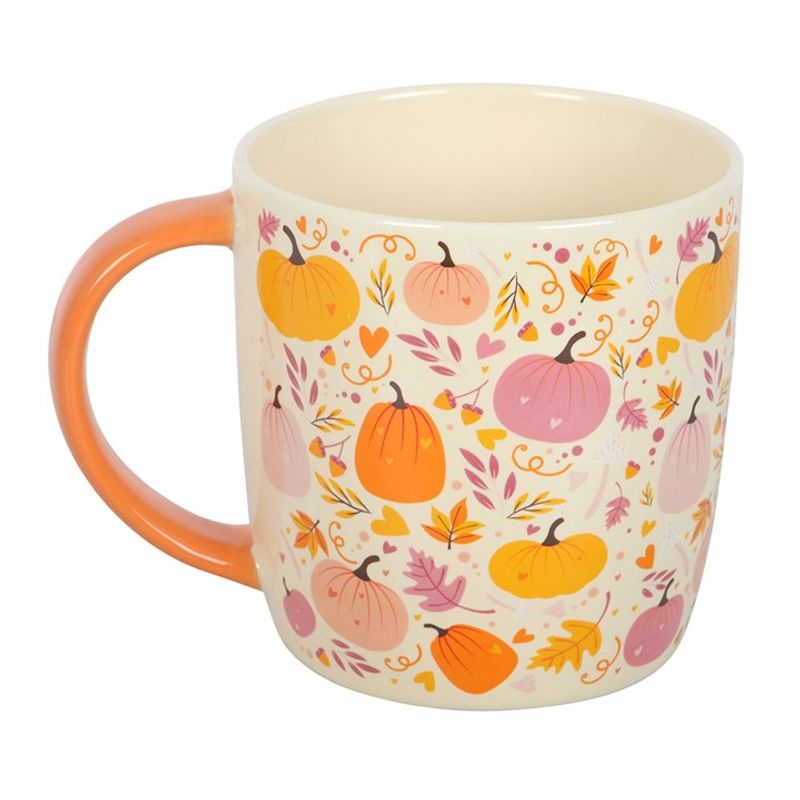 Pink and Orange Pumpkin Print Autumn Mug | Something Different