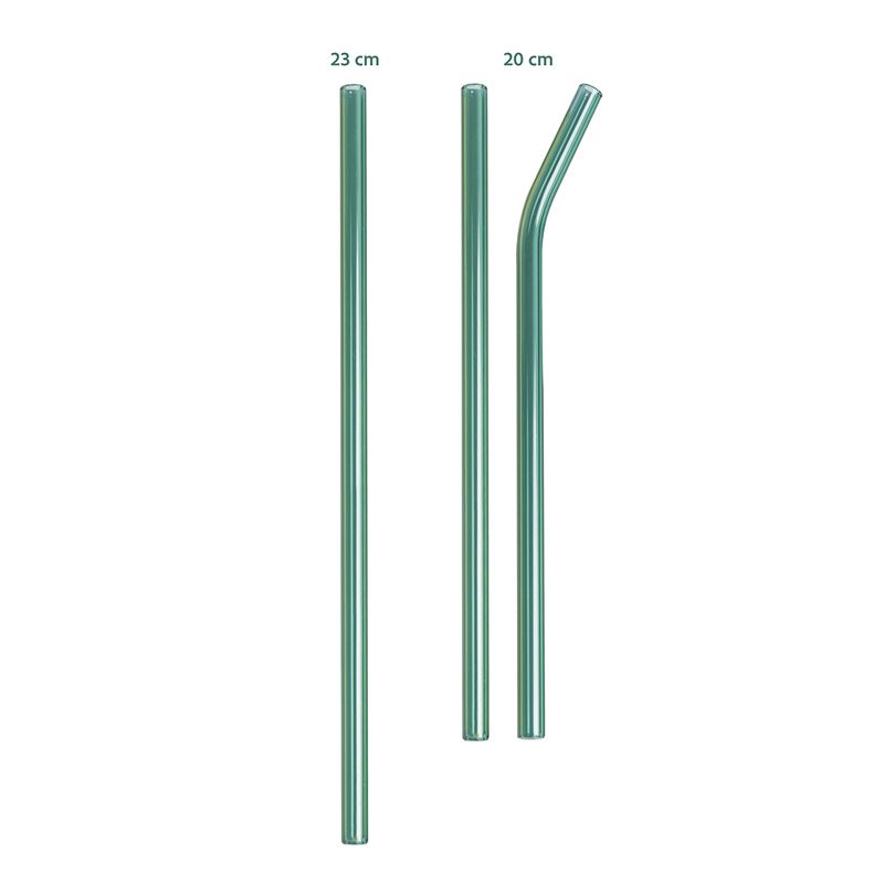 Rett sugerør i glass, Pastel Blue 20cm / Peach