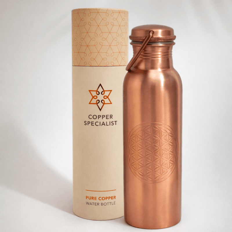 Drikkeflaske i kobber - Flower of Life 750ml / Ayurveda Specialist B.V