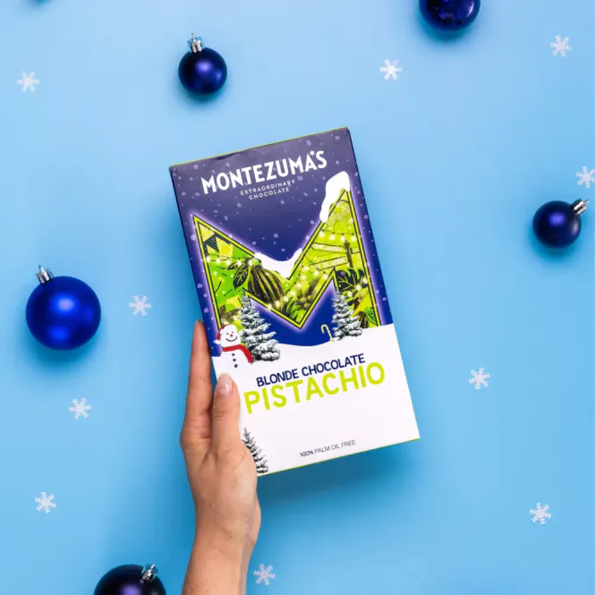 Hovedbilde Blond sjokolade med pistasj 300 g, Montezuma's