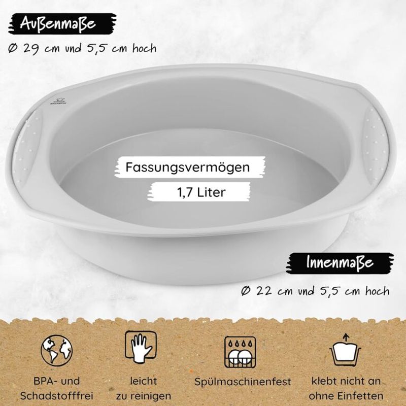 Rund kakeform i silikon 1.7 liter - 22 cm / Backefix