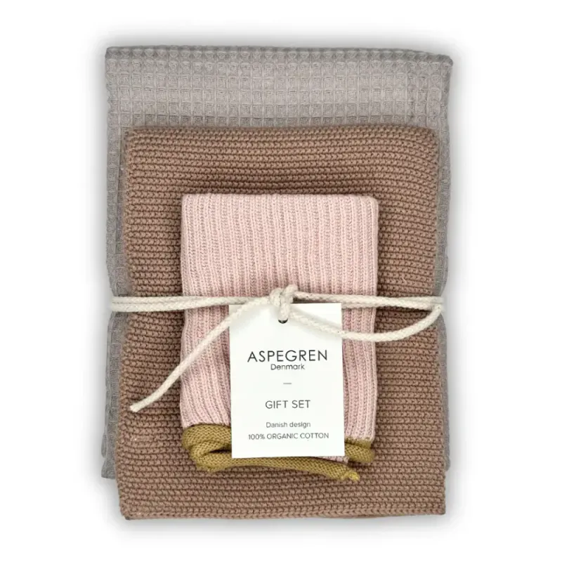 3PK KJØKKENSETT i økologisk bomull, Macaron / Aspegren Denmark
