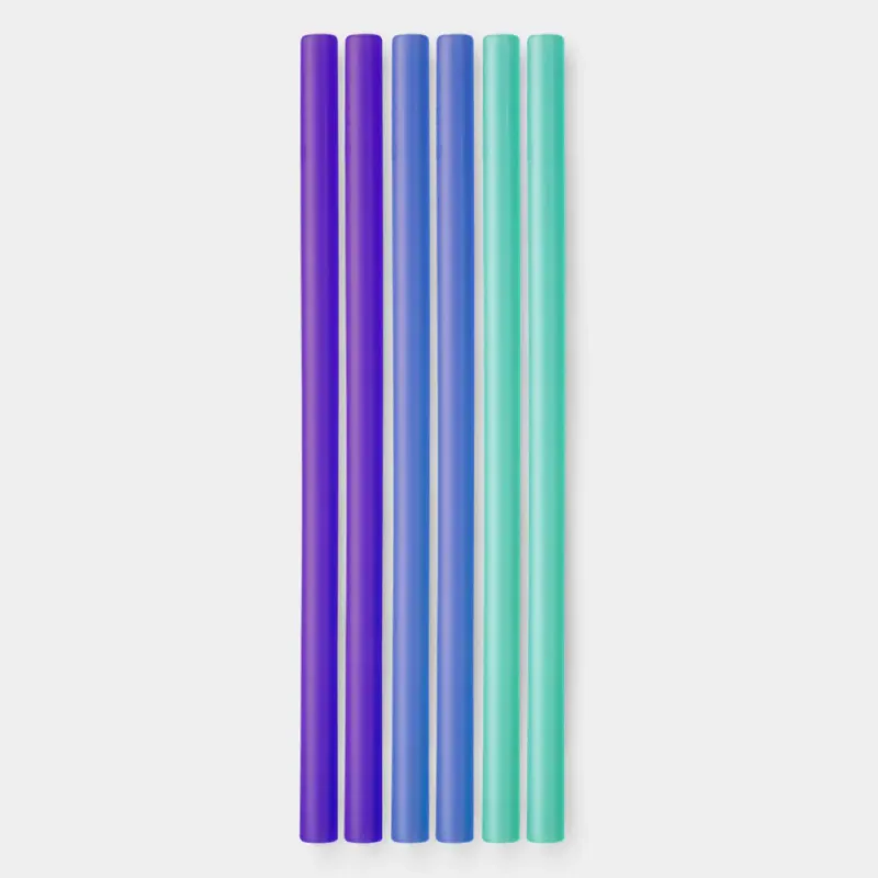 6pk silikonsugerør - Purple|Blue|Sea / GoSili