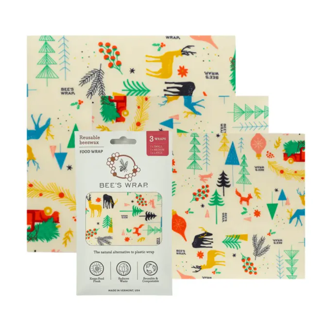 Hovedbilde 3pk bivoksark str. S,M,L - Christmas / Bee´s Wrap