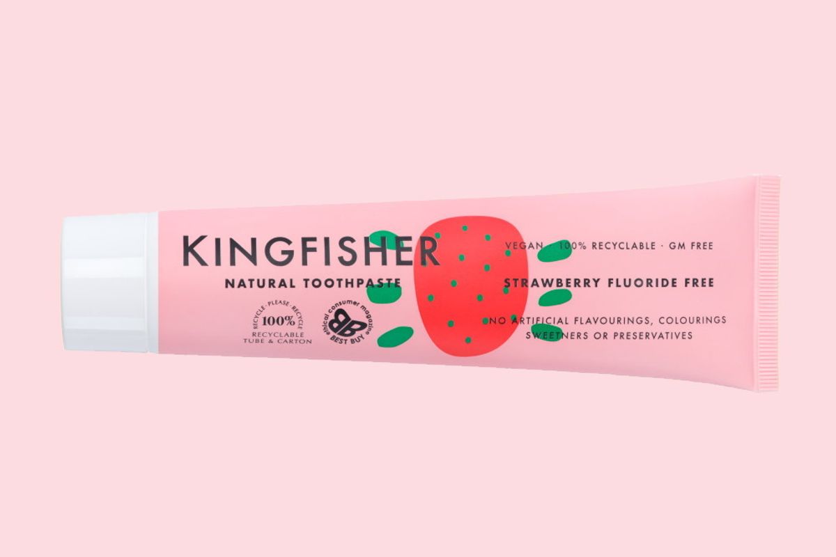Natural Kids Toothpaste Strawberry - Fluoride Free 100ml / Kingfisher 