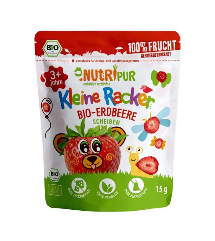 Økologisk frysetørket jordbær i skiver 15g / NutriPur